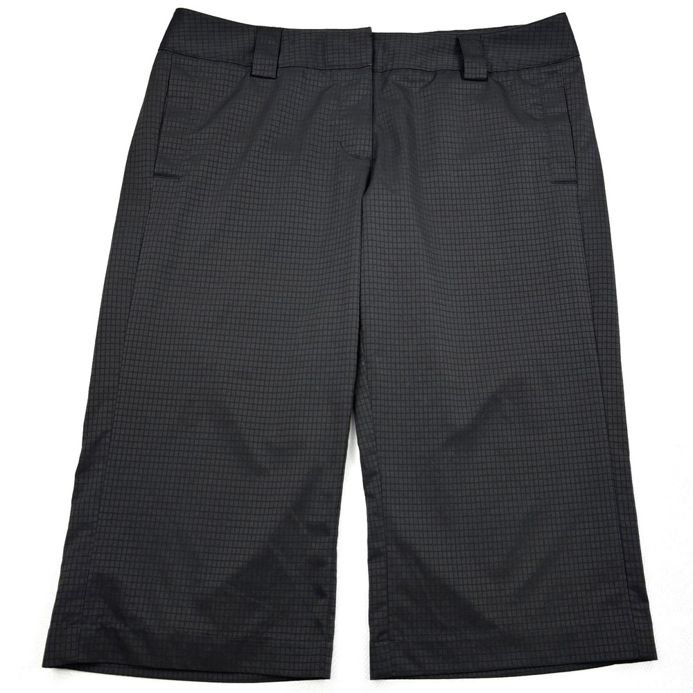 adidas Womens 10 Black Micro Grid Climalite Golf Capris Bermuda Knickers P17081